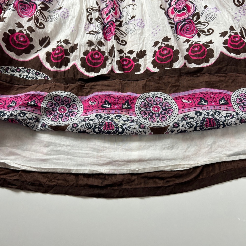 Chaudry KC Bohemian Floral Skirt Pink Brown Cotton Size Medium - Picture 11 of 11